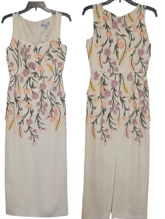 NWT Antonio Melani Halo Floral Embroidered Linen Midi Dress Ivory sz 4 $ 10 - Picture 6 of 12